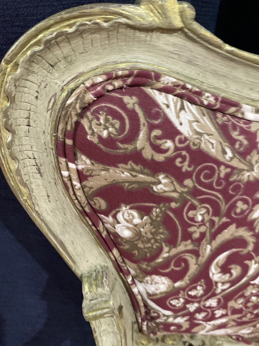 A 19th-century Polychrome Louis XV Sofa With Very Pretty Fabric-photo-3