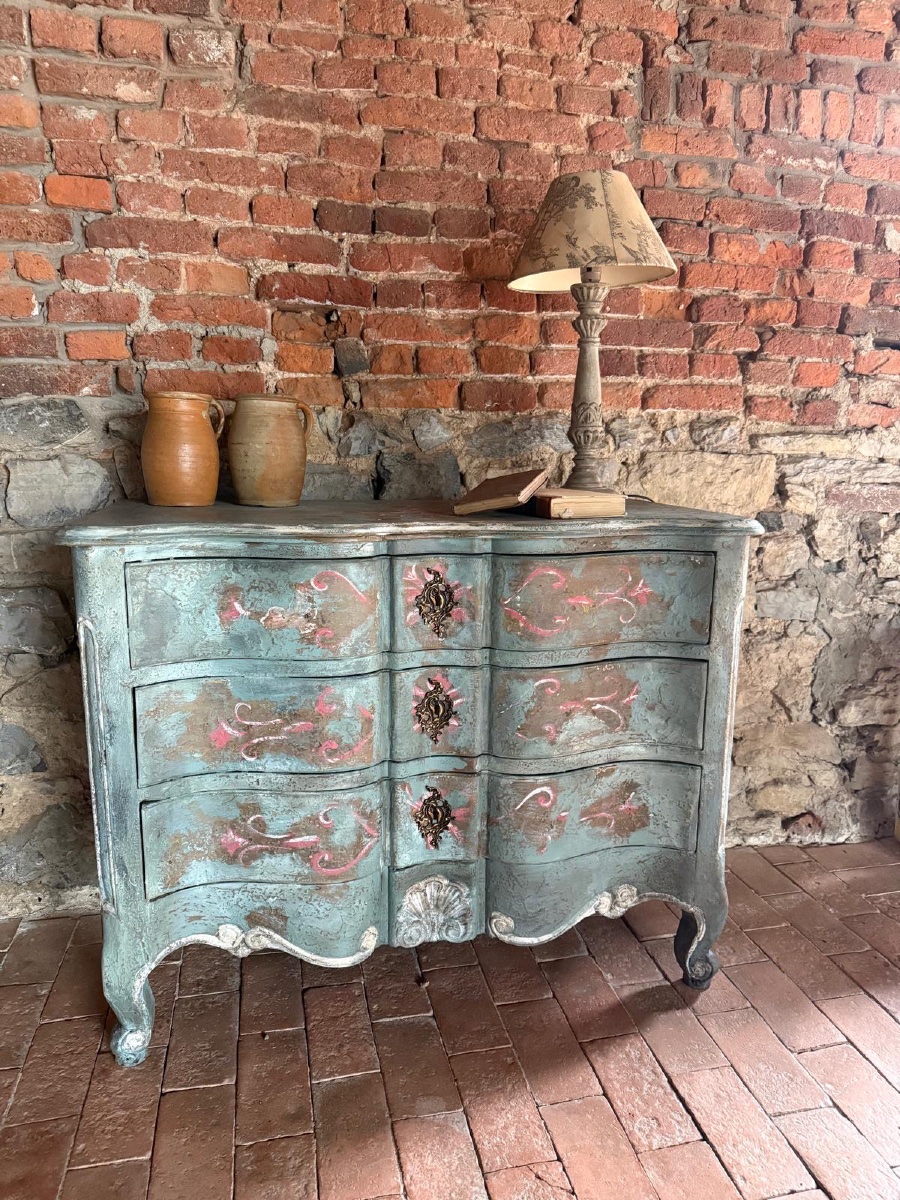 Commode galbée arbalète Louis XV  des années 1900 -photo-3