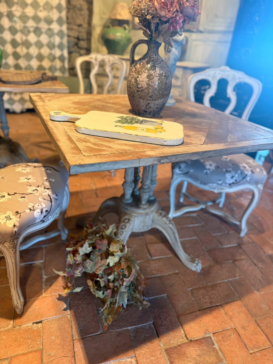 Table (pair) With Lion's Claw Central Legs, 19th Century Square Top-photo-1