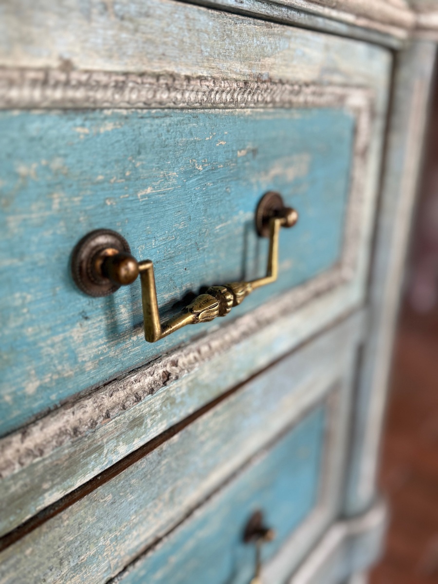 Commode Louis XVI datant des années 1900 avec son marbre d’origine -photo-1