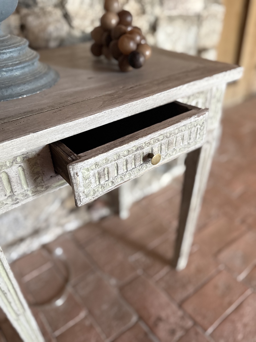 Petite table Louis XVI datant du 18e siecle avec 1 tiroir -photo-4