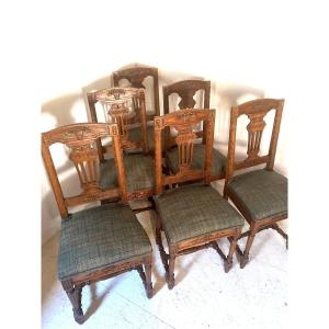 Set Of 6 Directoire Chairs 19th
