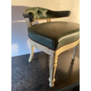 Louis Philippe Office Armchair 19th Patina And Skai