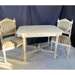Napoleon III Pedestal Table And Chairs Set Dating From The 19th Century 