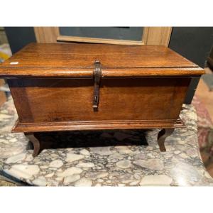 Small 18th Century Oak Chest On Curved Base 