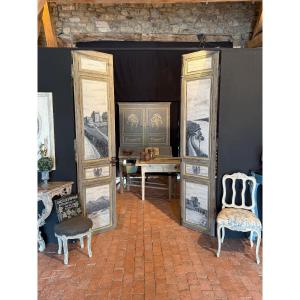 Pair Of Louis XVI Doors Dating From The 19th Century, Beautiful Patina And Paint