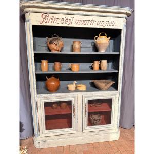 Louis XIV Parquet Bookcase Dating From The End Of The 18th Century With Patina 