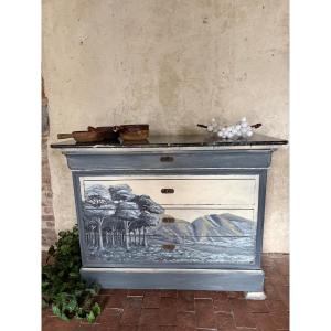 Commode Louis Philippe datant du 19e siècle patinée 