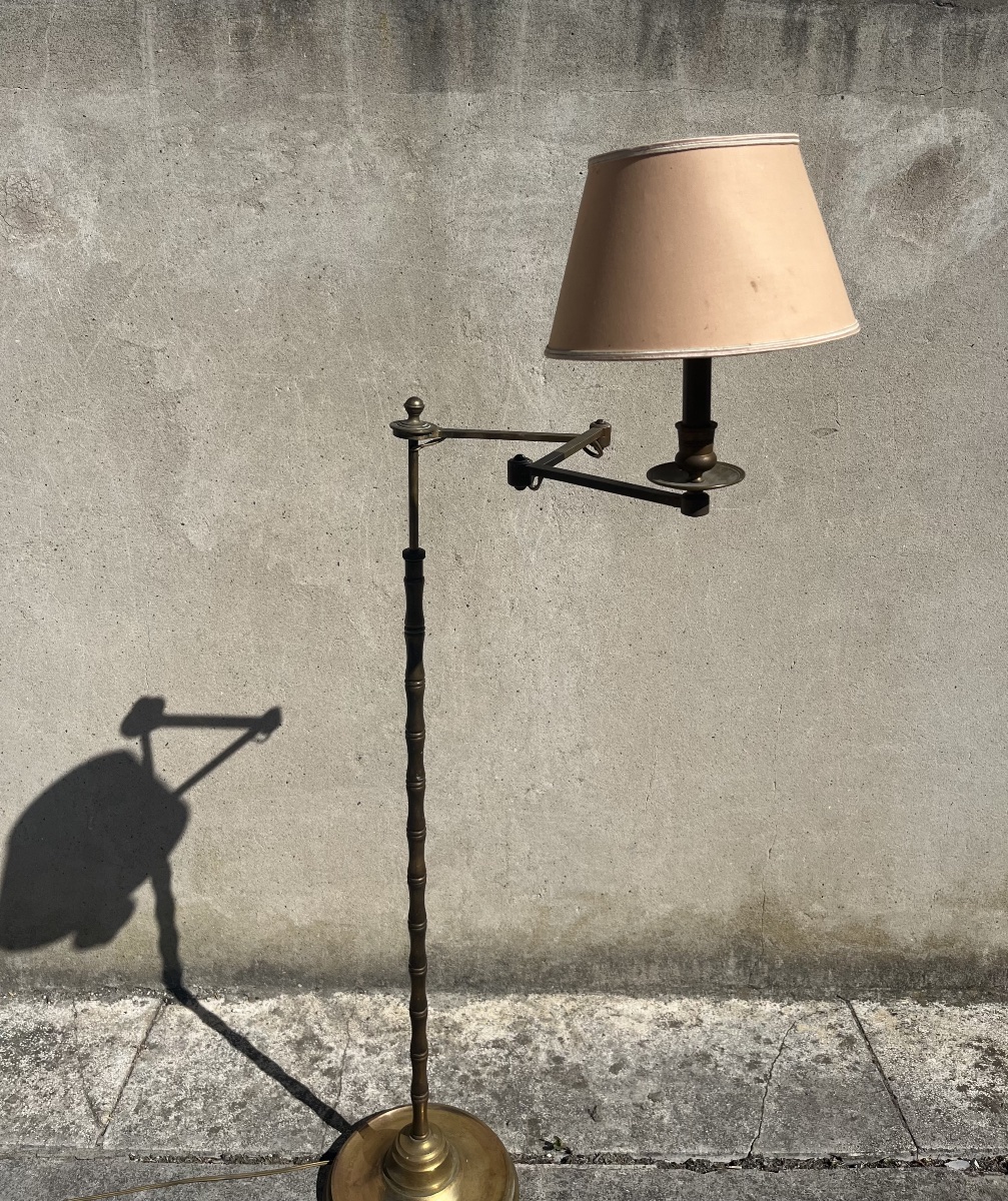 Articulated Reading Lamp Made Of Bronze And Brass, 1950.-photo-2