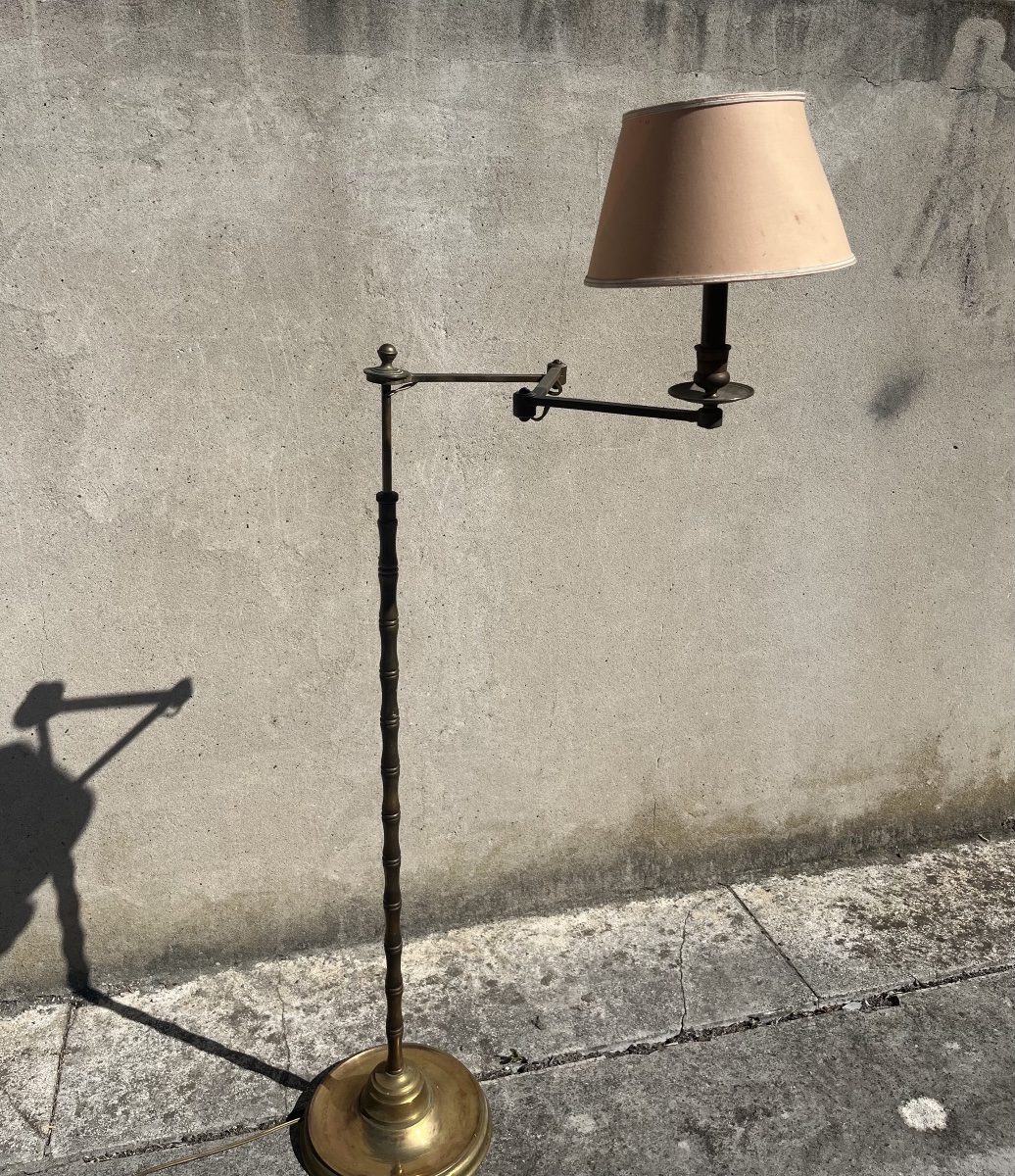 Articulated Reading Lamp Made Of Bronze And Brass, 1950.-photo-3