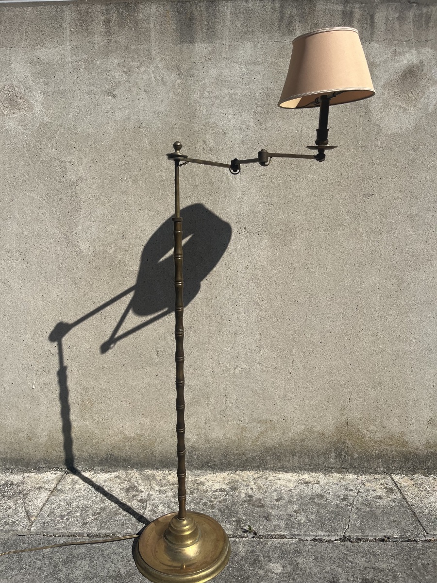 Articulated Reading Lamp Made Of Bronze And Brass, 1950.