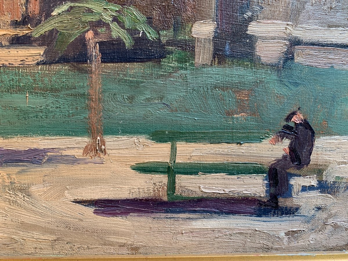 Lucien Jonas, Oil On Canvas, The Garden Of Notre Dame.-photo-2