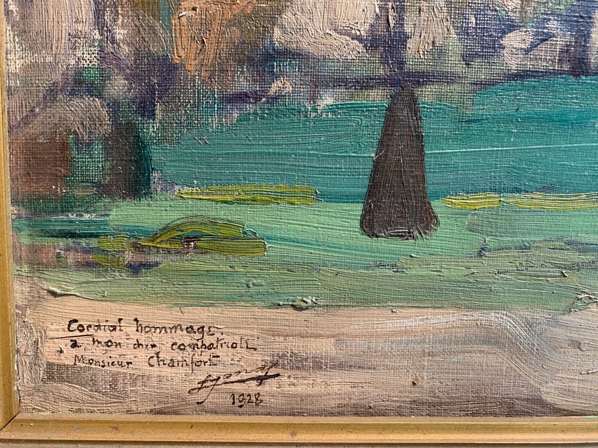 Lucien Jonas, Oil On Canvas, The Garden Of Notre Dame.-photo-4