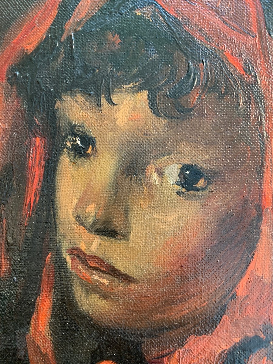 Luigi Corbelini, Child Portrait, Oil On Canvas-photo-2