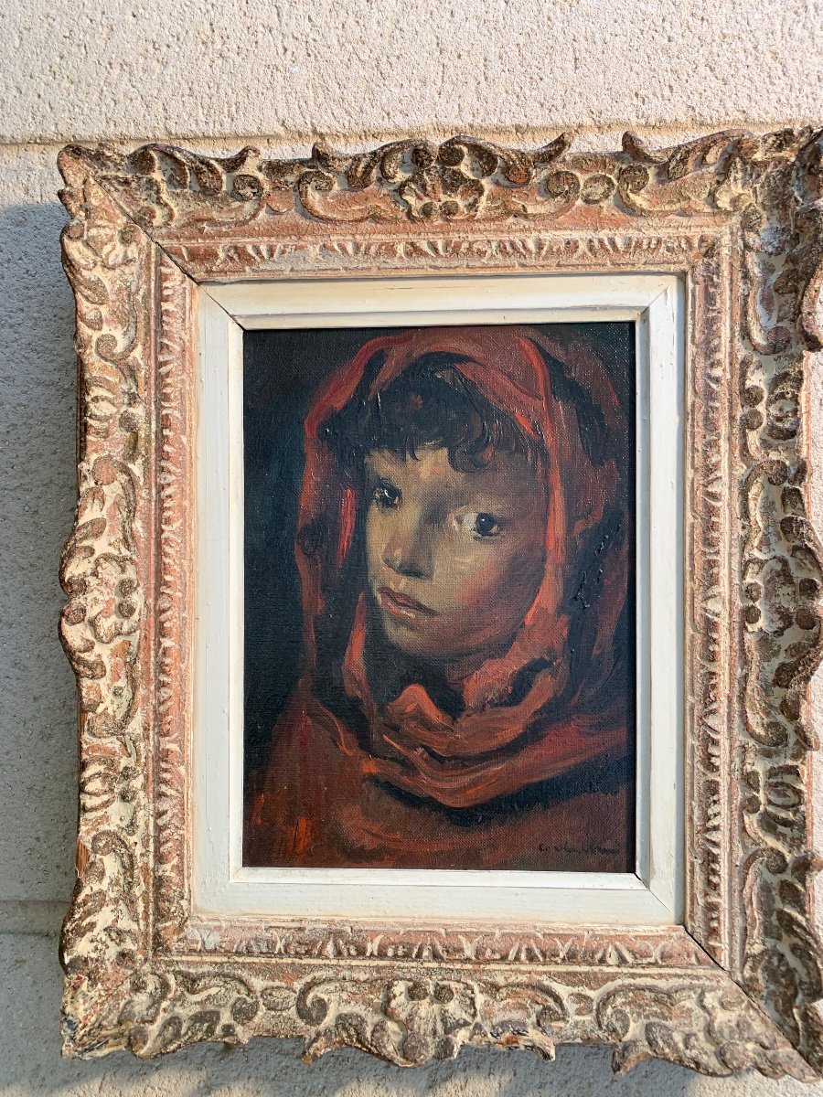 Luigi Corbelini, Child Portrait, Oil On Canvas-photo-1