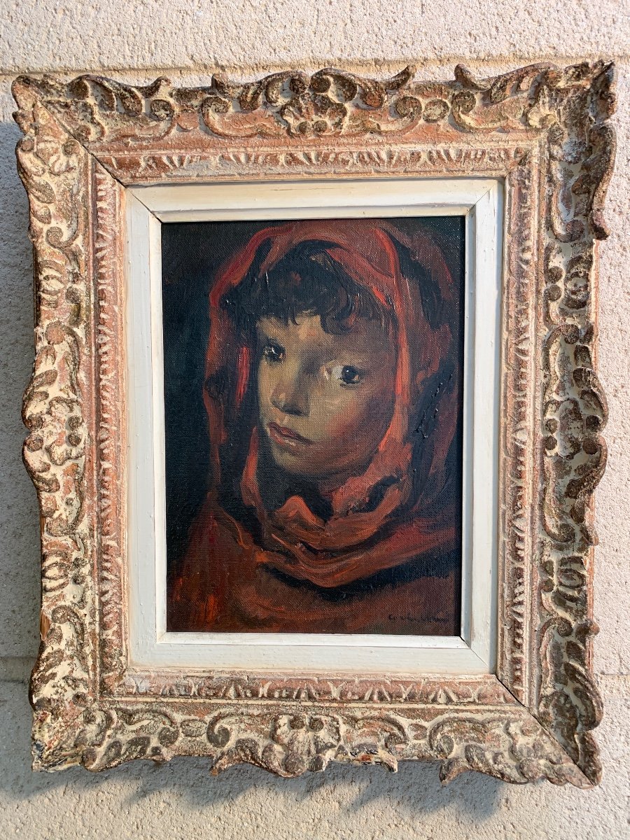 Luigi Corbelini, Child Portrait, Oil On Canvas