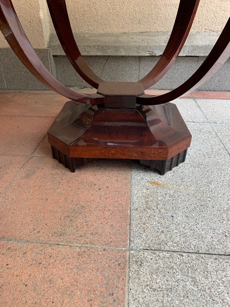 Inlaid Art Deco Pedestal Table-photo-1