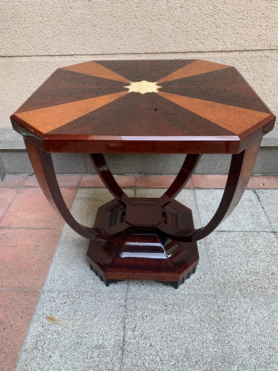 Inlaid Art Deco Pedestal Table