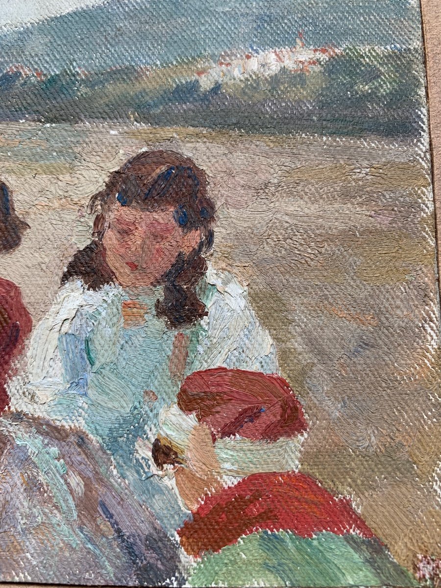 Charles Joseph Bergès ,petites Filles Sur La Plage-photo-4
