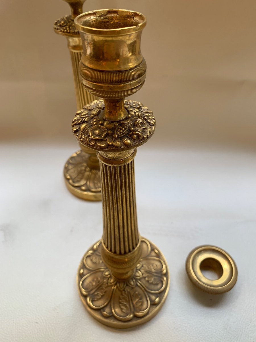 Pair Of Bronze Candlesticks-photo-3