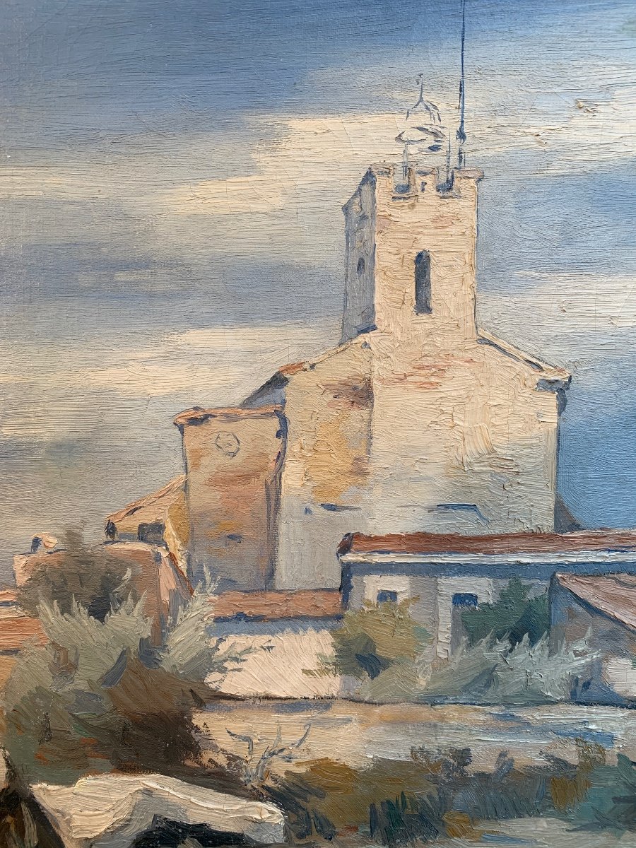 Emile Contrault, Oil On Canvas, Landscape Of Provence.-photo-2
