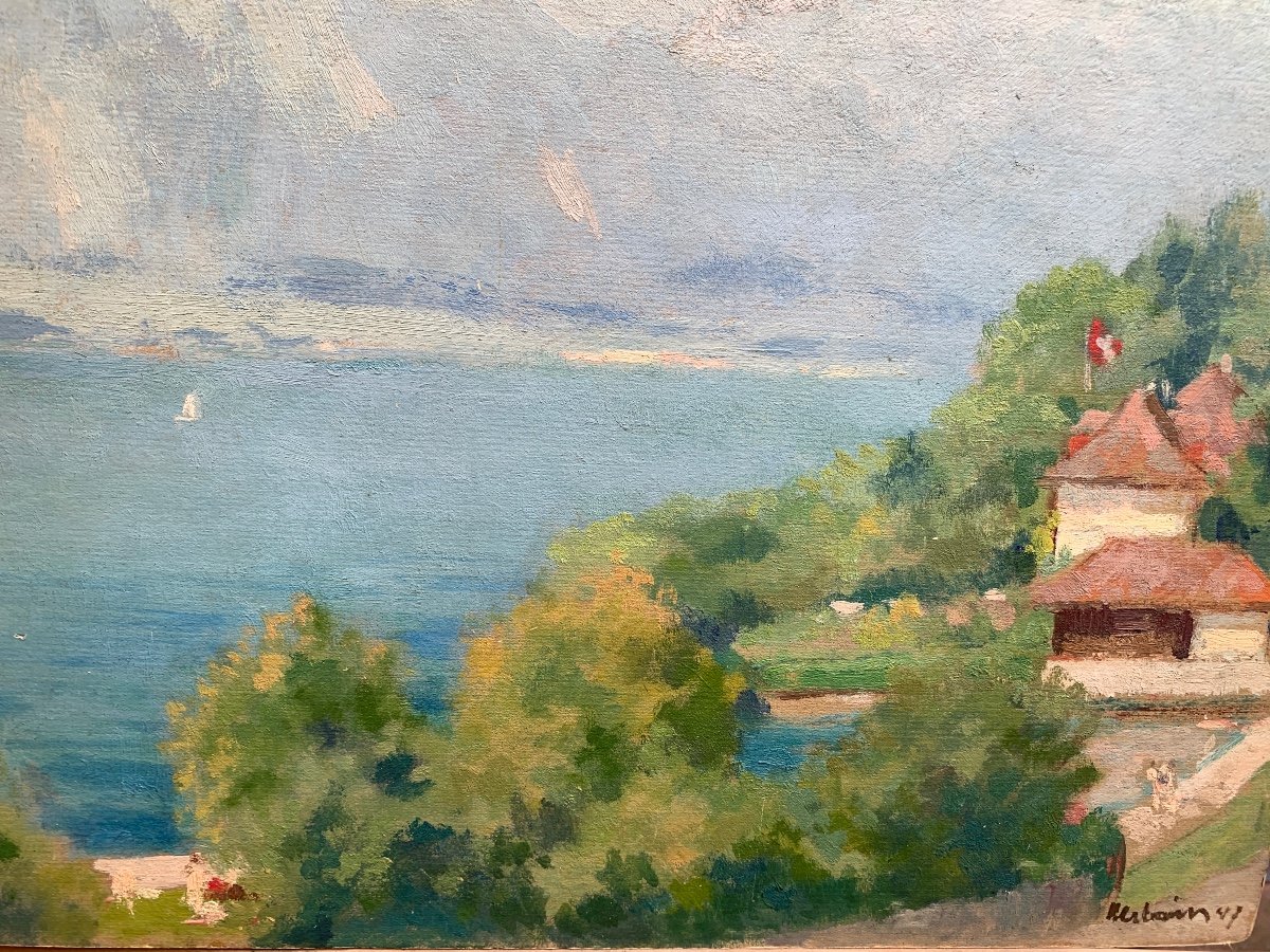 Alexandre Urbain, Oil On Panel, The Lake
