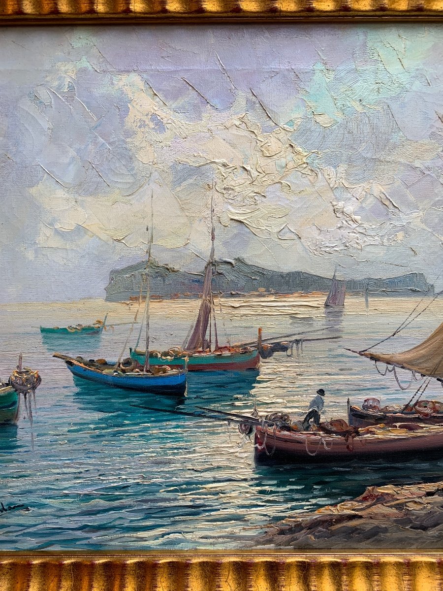 Italo Giordano, Oil On Canvas, Marine, View Of Ischia-photo-4