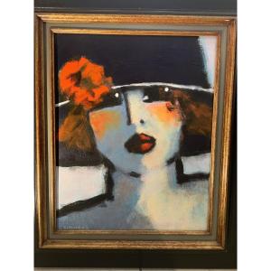Daniel Timmers, Portrait Of A Woman With A Hat 