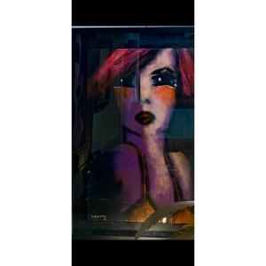 Daniel Timmers, huile sur toile,portrait de femme