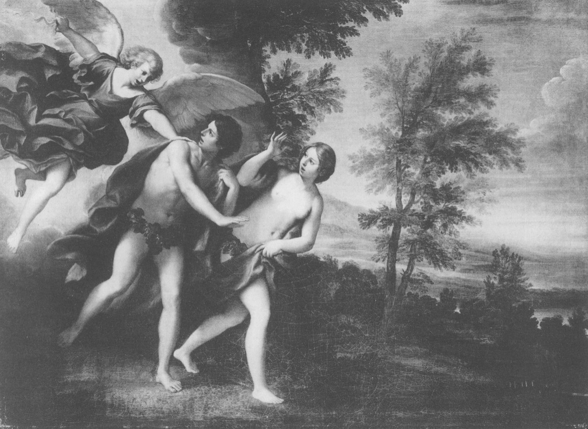 Bolognese School, 17th Century. Expulsion Of Adam And Eve From The Garden Of Eden-photo-3