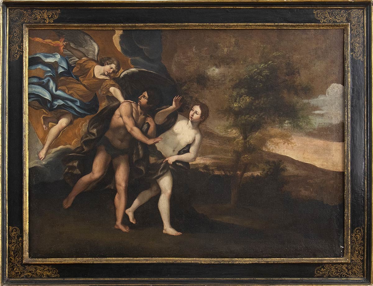 Bolognese School, 17th Century. Expulsion Of Adam And Eve From The Garden Of Eden