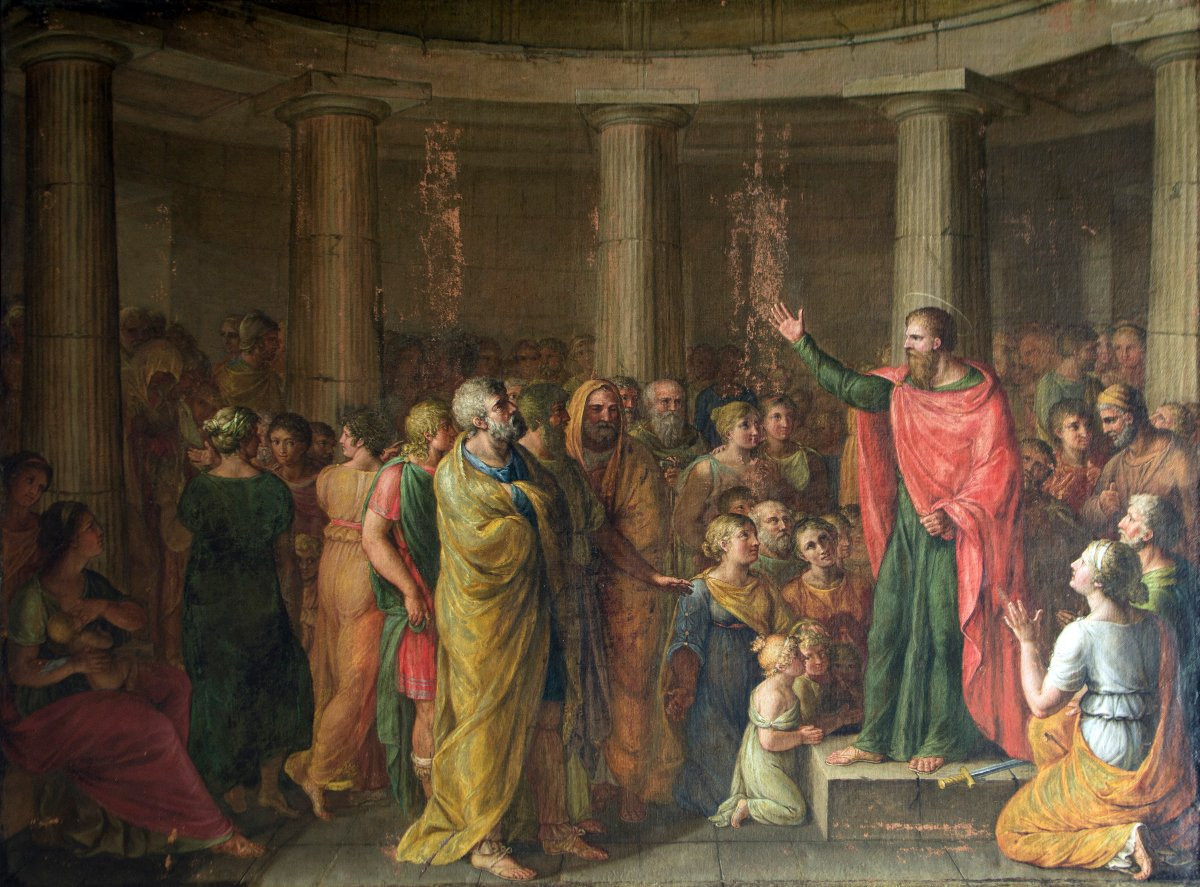 Neoclassical Painter. Saint Paul Preaching In The Areopagus Of Athens-photo-2