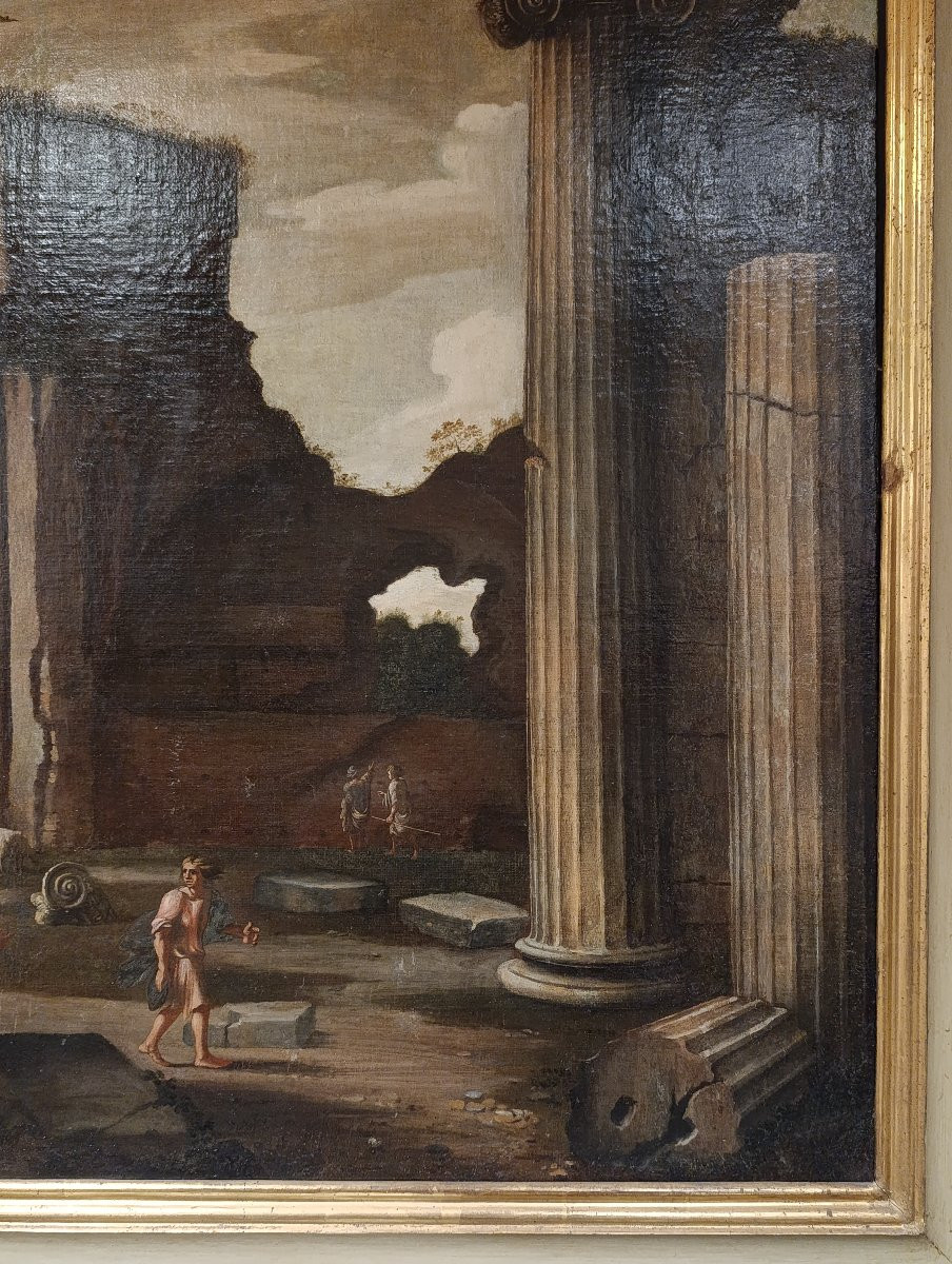 Peintre actif à Rome au XVIIe siècle.  Paire d'architectures.-photo-8