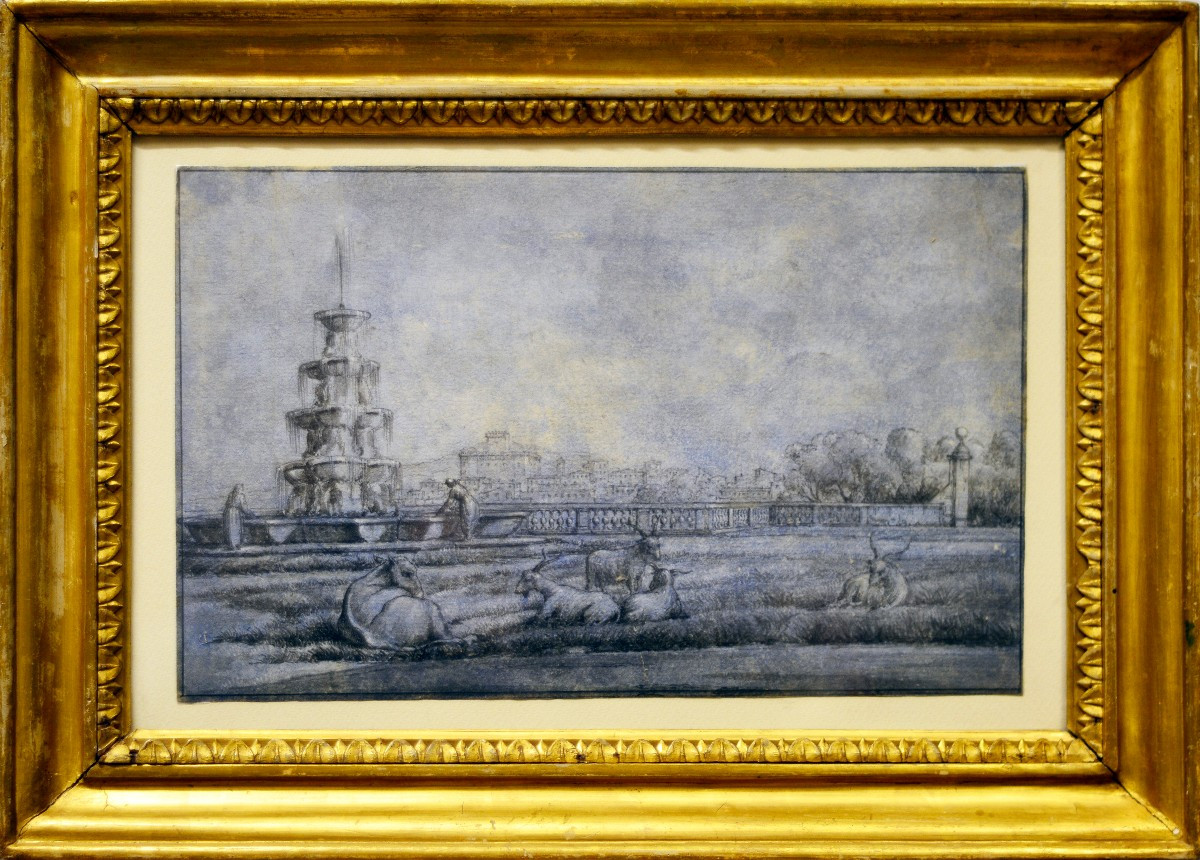 Jean Grandjean (amsterdam, 1752/55 - Rome, 1781). Vue Des Jardins De La Villa Conti à Frascati
