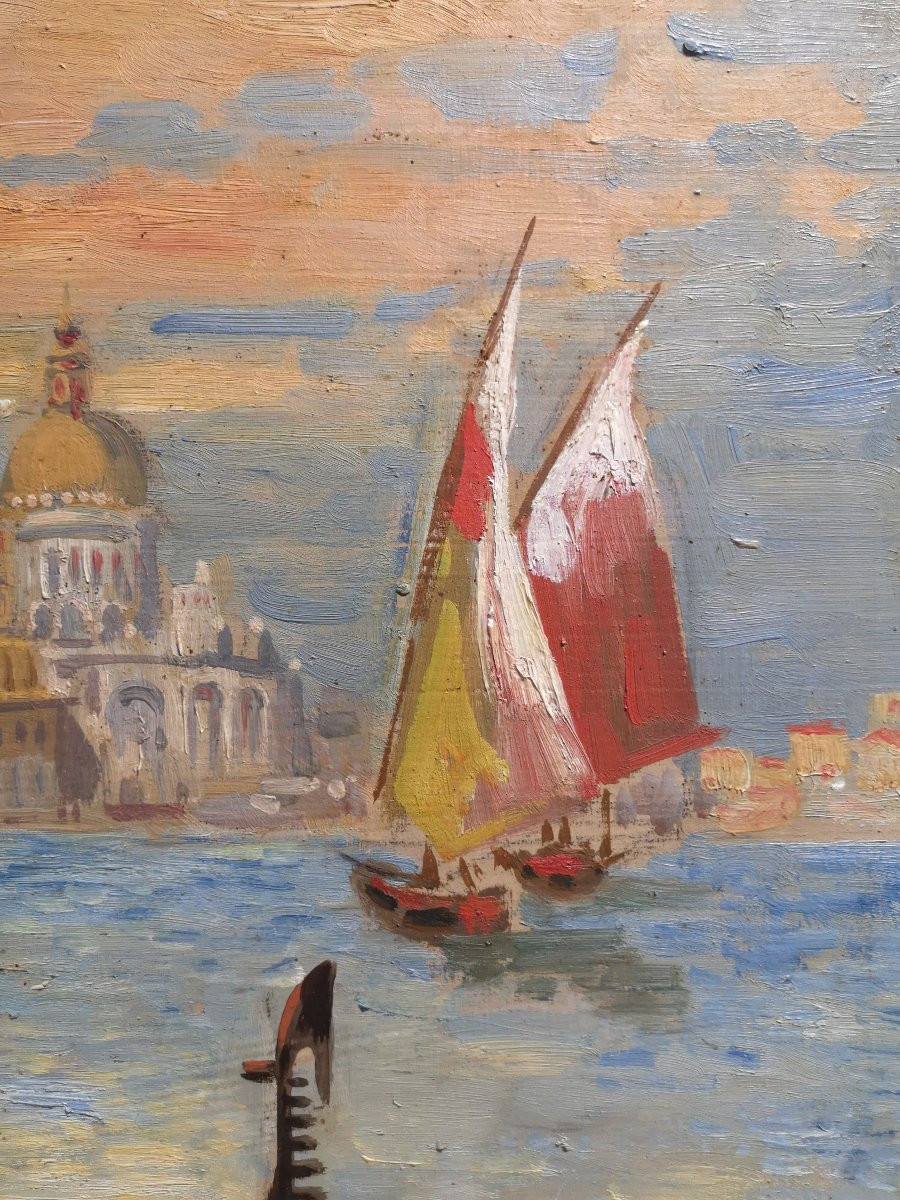Monogrammiste I.G. (1934). Vue de la lagune de Venise avec la Punta della Dogana-photo-3