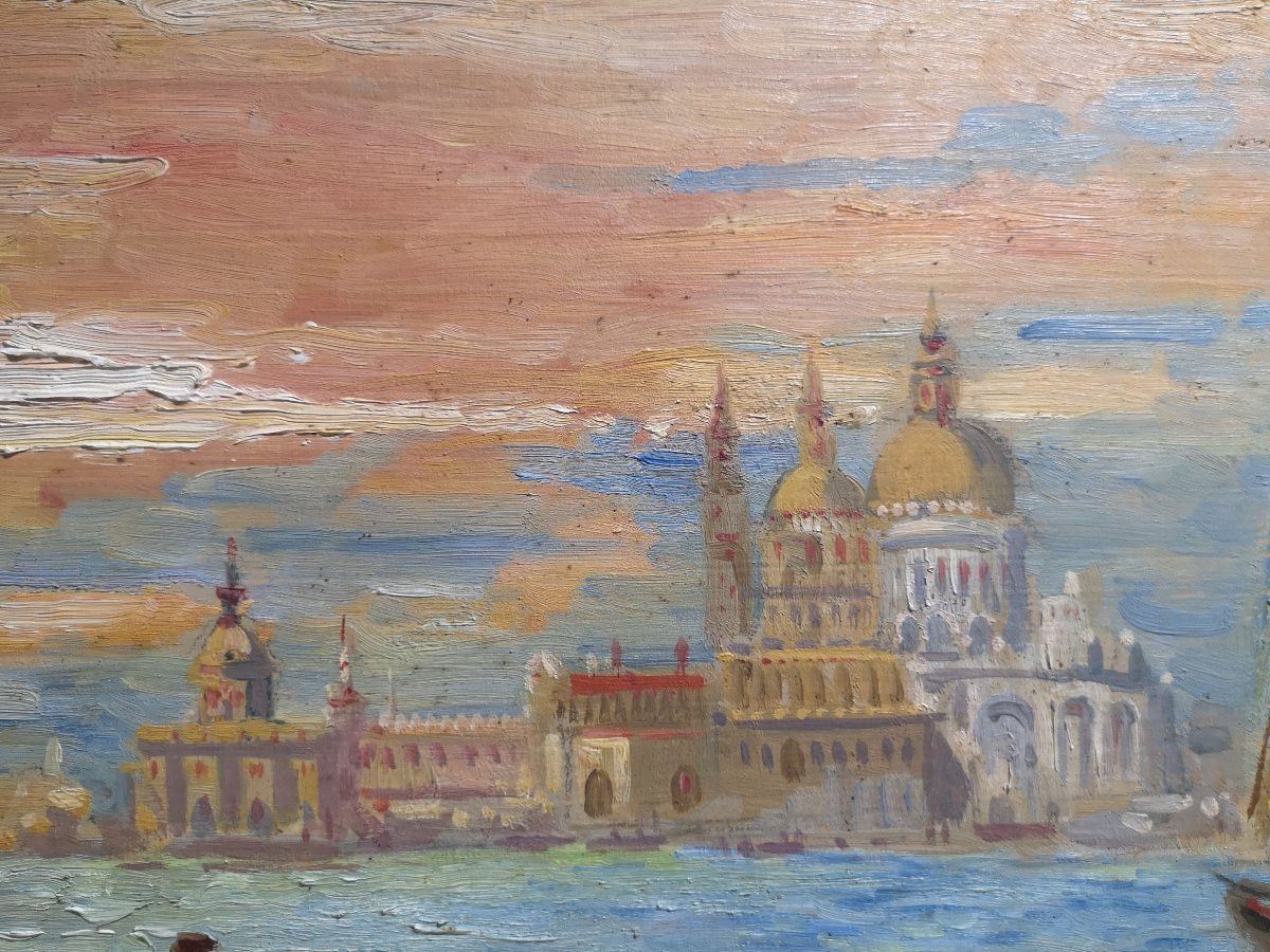 Monogrammiste I.G. (1934). Vue de la lagune de Venise avec la Punta della Dogana-photo-4