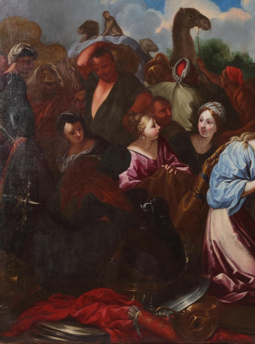 Ottaviano Dandini (florence, 1681–1751). Solomon And The Queen Of Sheba. 126 X 222 Cm-photo-3