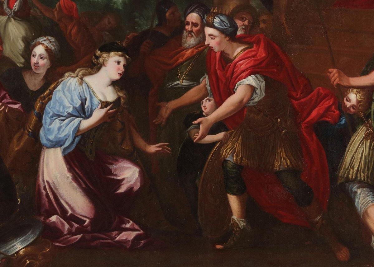 Ottaviano Dandini (florence, 1681–1751). Solomon And The Queen Of Sheba. 126 X 222 Cm-photo-4