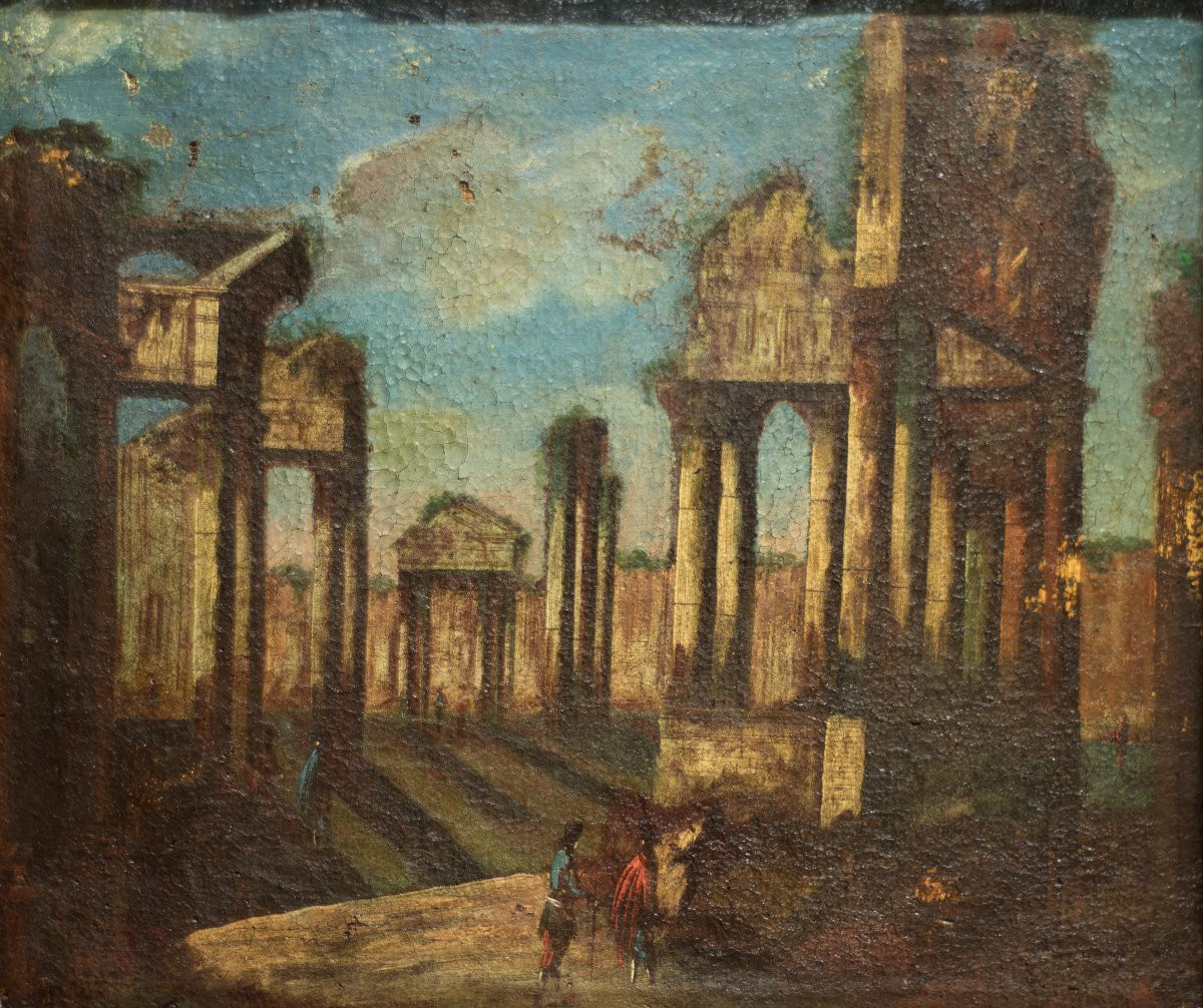 Alessandro Brusati (Carpi, 1707-1780). Paysage côtier avec architecture-photo-2