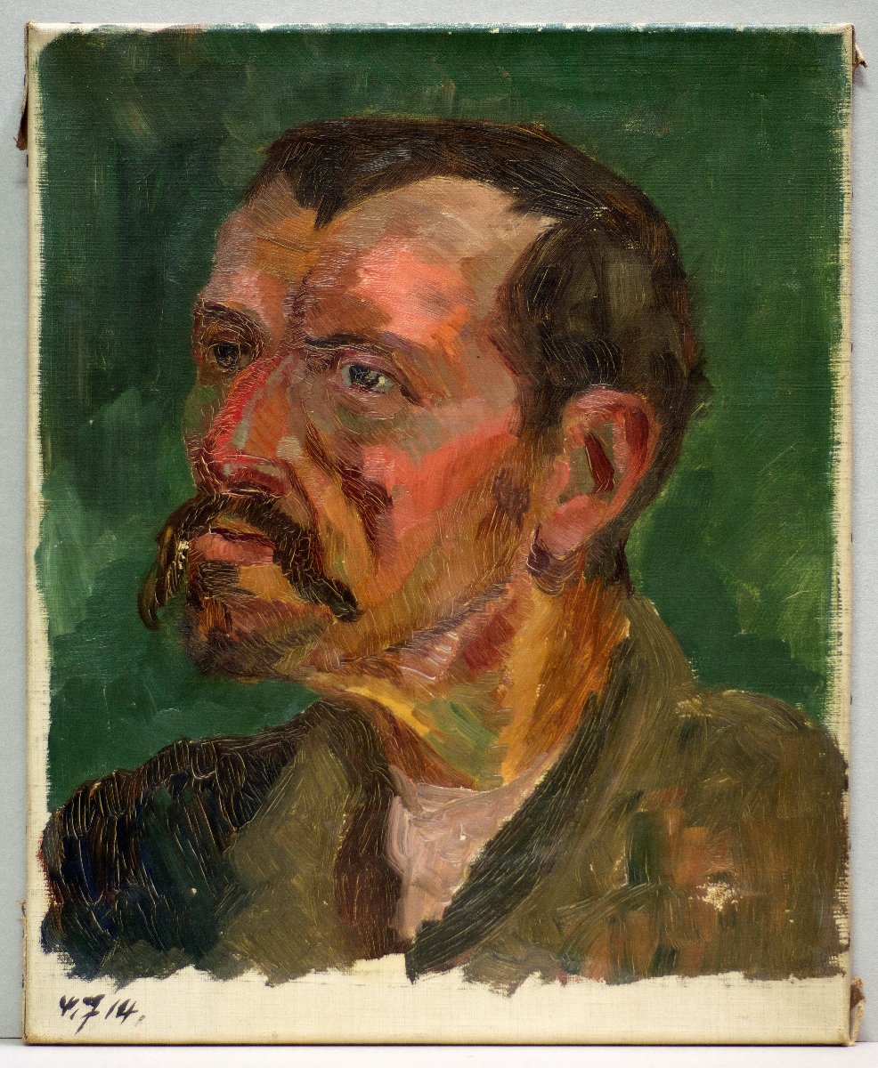  Peintre du milieu du XXe siècle. Portrait d'Antonio Ligabue (Zurich, 1899 - Gualtieri, 1965)