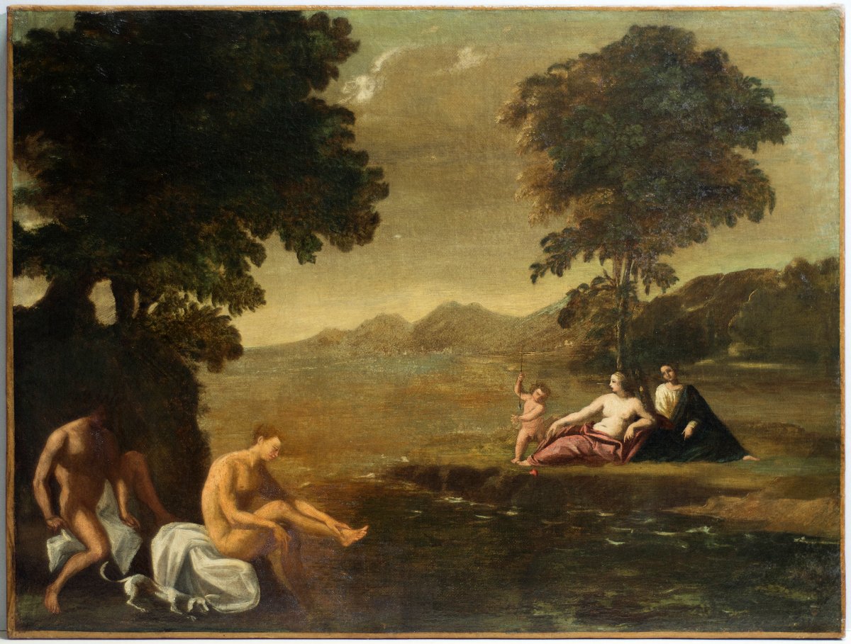 Attribué à Giovanni Francesco Grimaldi (Bologne, 1606-1680). Allégorie de l'Amour-photo-2
