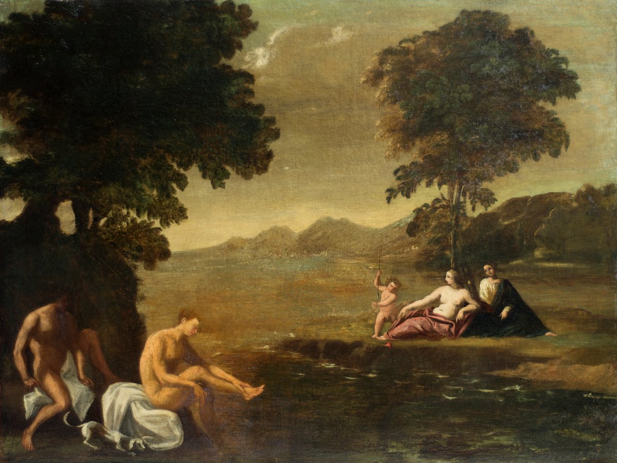 Attribué à Giovanni Francesco Grimaldi (Bologne, 1606-1680). Allégorie de l'Amour