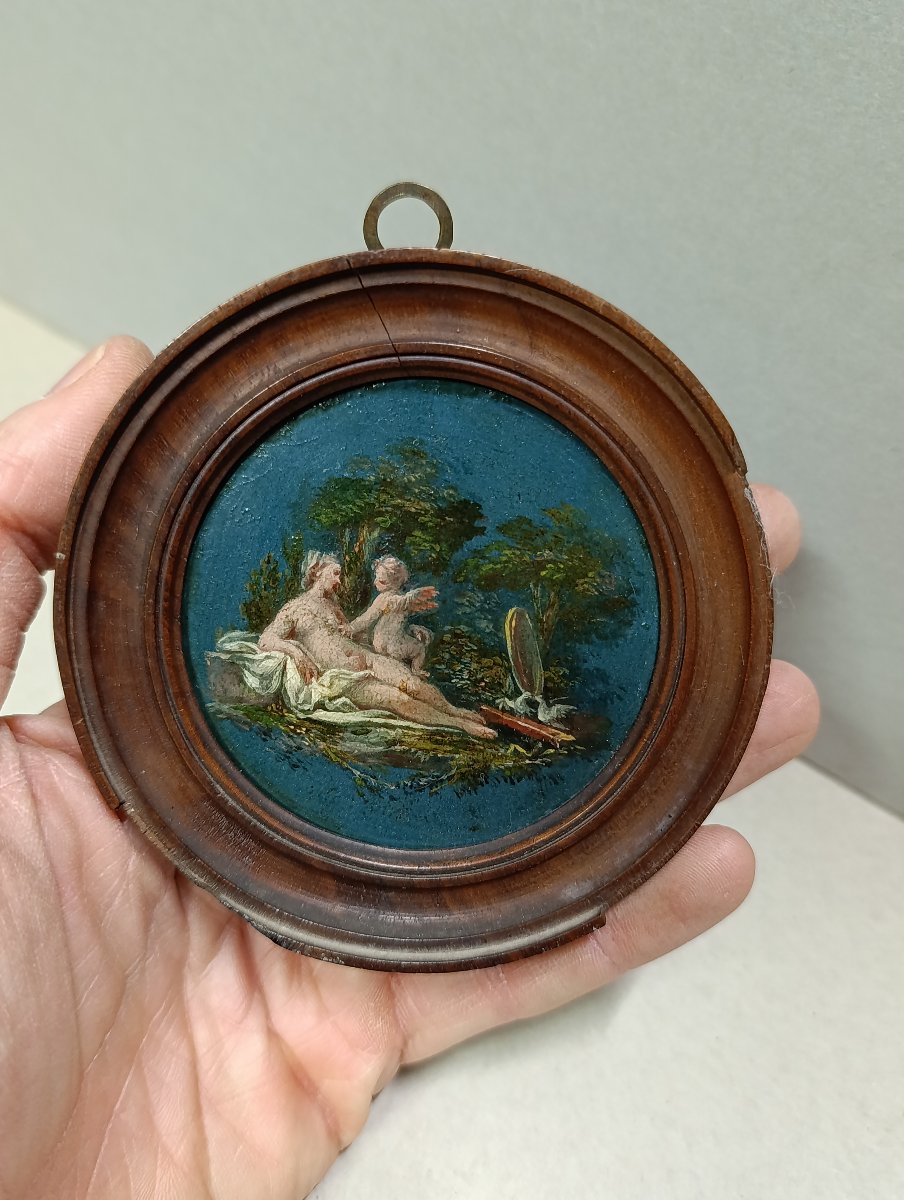 Miniature. Peintre du XVIII-XIXe siècle.  Vénus et Cupidon-photo-2