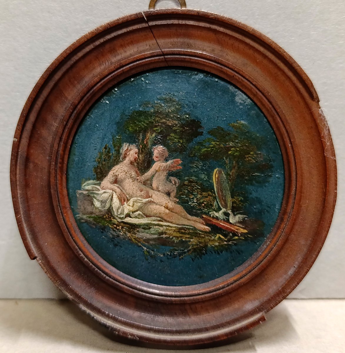 Miniature. Peintre du XVIII-XIXe siècle.  Vénus et Cupidon