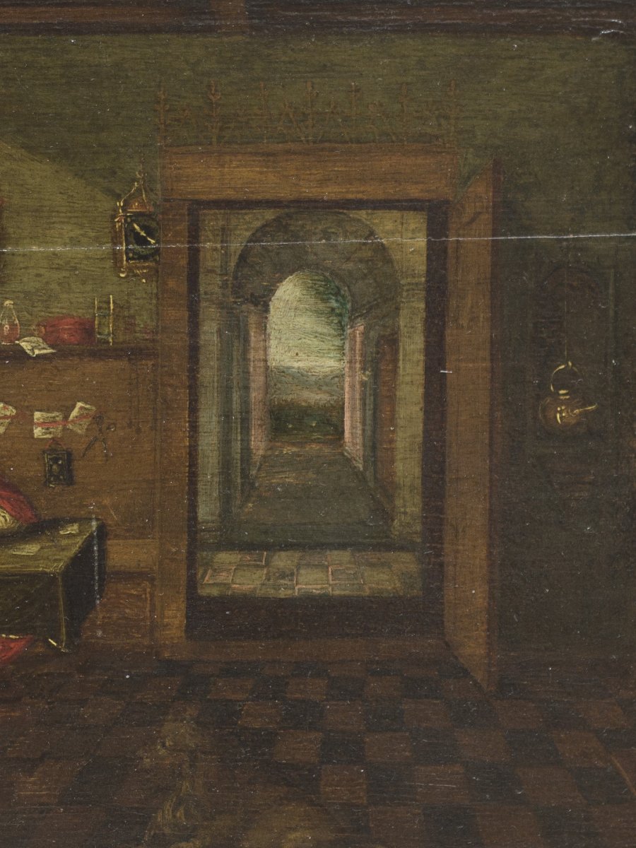 Attributed To Hendrik Van Steenwijk II (antwerp, 1580–1649). Interior With Saint Jerome-photo-4