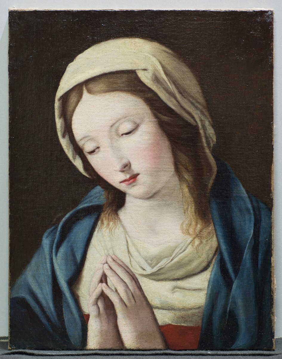 École de Giovanni Battista Salvi, dit Il Sassoferrato (1609-1685). Vierge en prière-photo-2