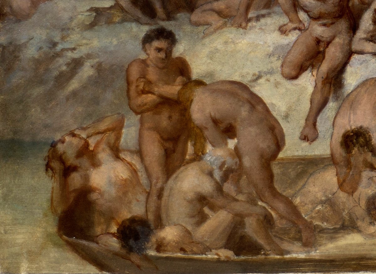 A 19th-century Symbolist Painter. Charon Ferries The Damned Souls Across The River Styx-photo-3