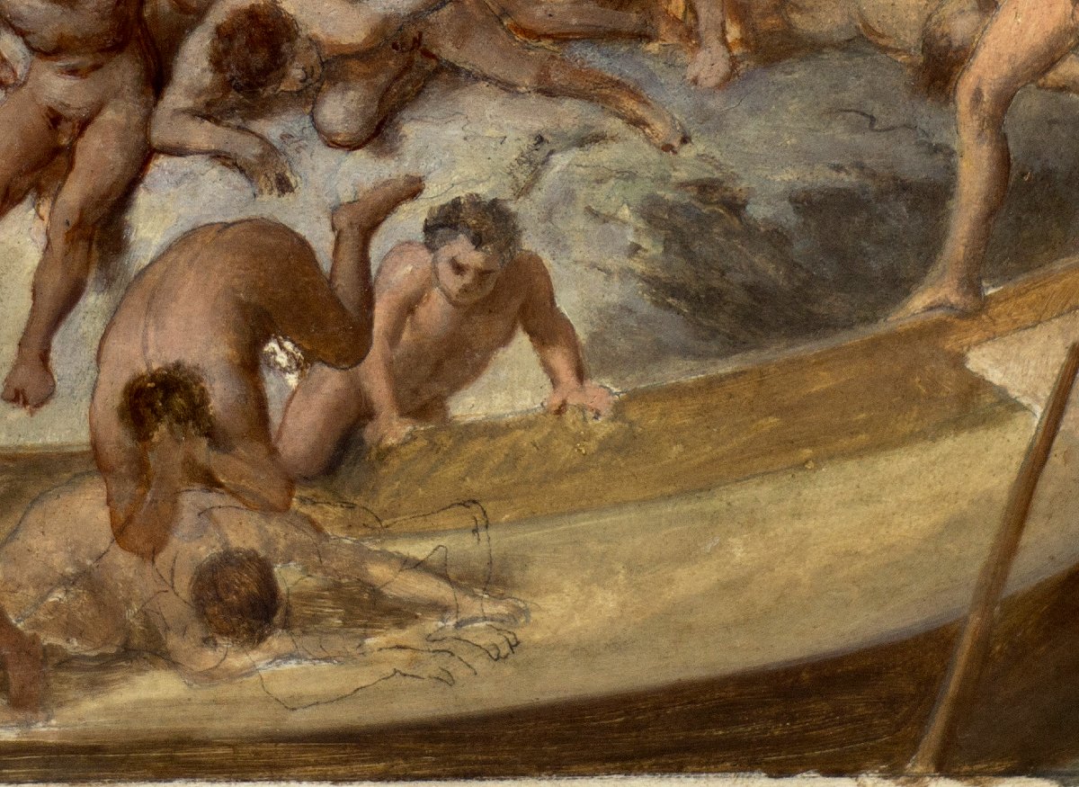 A 19th-century Symbolist Painter. Charon Ferries The Damned Souls Across The River Styx-photo-2