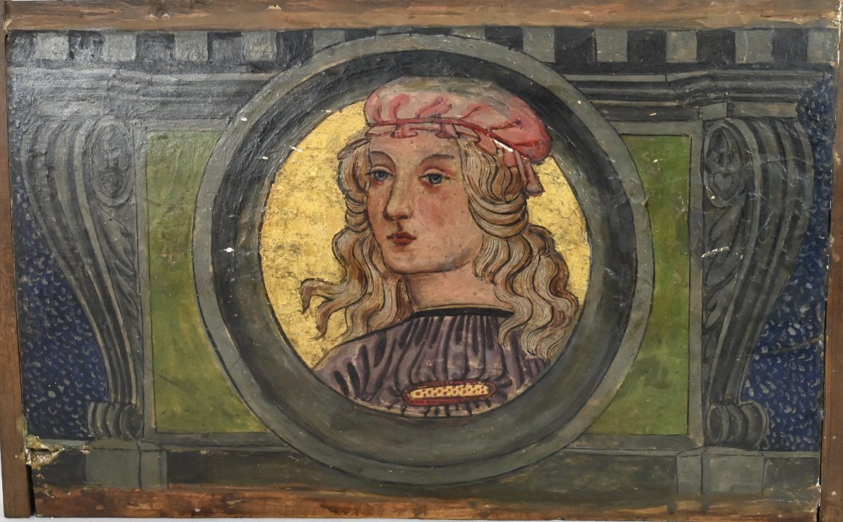 Artist In The Renaissance Style. Ceiling Panel Featuring A Female Bust
