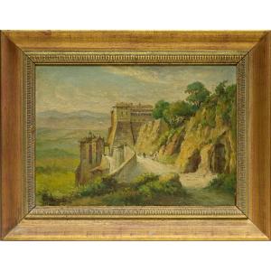 Carlo Ferranti (rome, 1840-1908). View Of Genazzano With The Colonna Palace